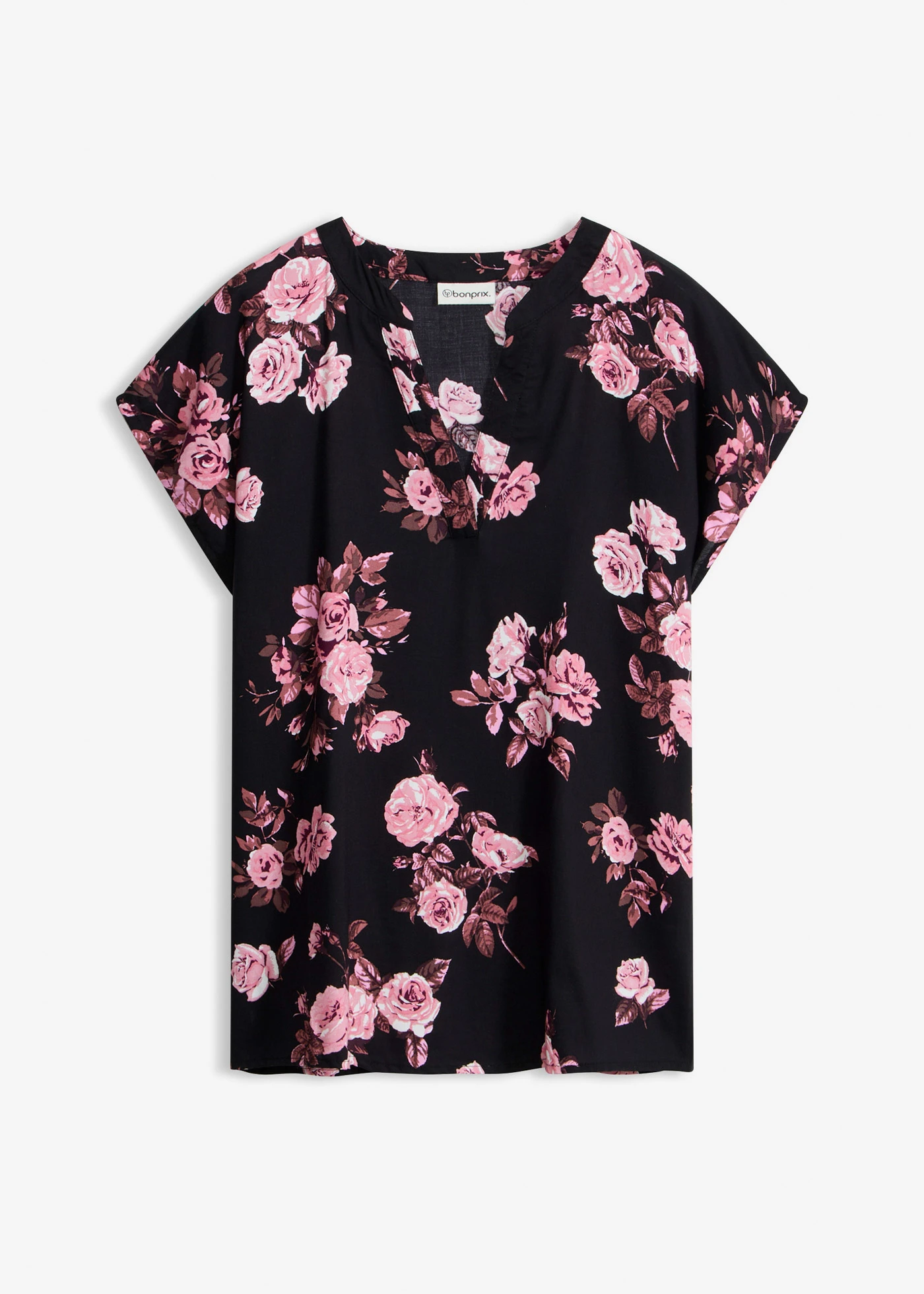 Tunique en viscose • noir-rose clair-rose clair • Boutique bonprix