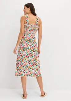 Robe en jersey coton et viscose • écru/noir/orange vif/fraise/violine fumé/vert aventurine • Boutique bonprix