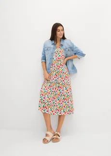 Robe en jersey coton et viscose • écru/noir/orange vif/fraise/violine fumé/vert aventurine • Boutique bonprix