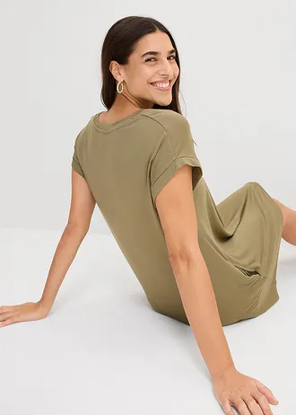 Rochie din jerse cu broderie, din amestec de viscoză și elastan • oliv • magazin bonprix