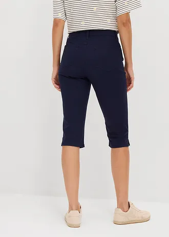 Pantaloni capri cu talie comodă, culoare: bleumarin