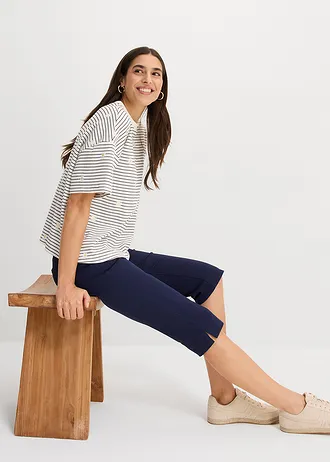 Pantalon corsaire à taille élastiquée • bleu foncé • Boutique bonprix