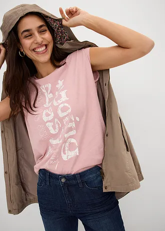 Bluză tricot lungă din bumbac organic 100% • roz cenușiu • magazin bonprix