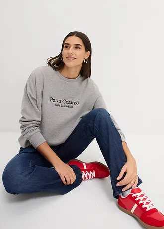 Sweat oversize avec broderie • gris clair chiné • Boutique bonprix