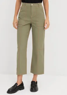 Pantalon raccourci en twill coton extensible • olive • Boutique bonprix