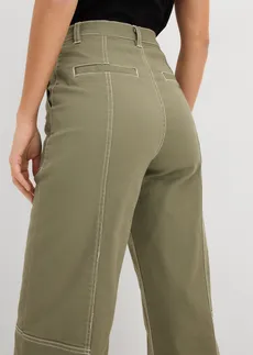 Pantaloni din twill până la gleznă, din bumbac cu elastan • oliv • magazin bonprix