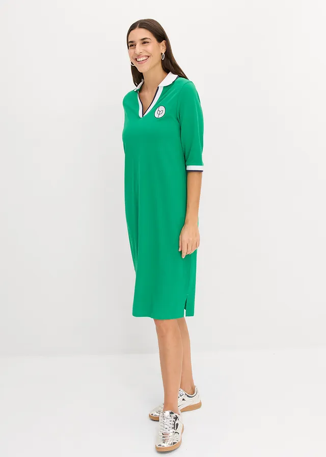 Robe polo 100% coton, Couleur: vert aventurine