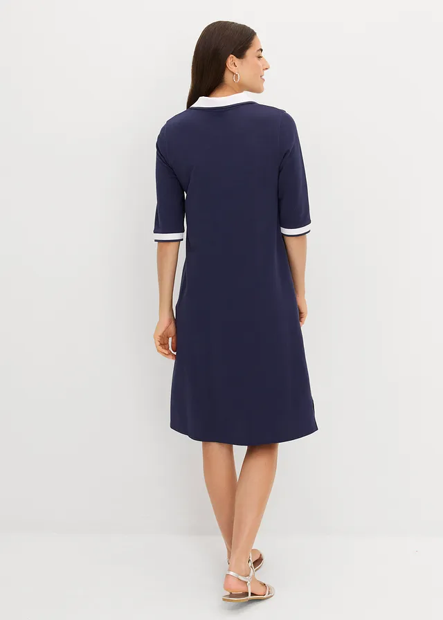 Robe polo 100% coton, Couleur: bleu foncé