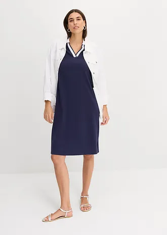 Robe polo 100% coton, Couleur: bleu foncé