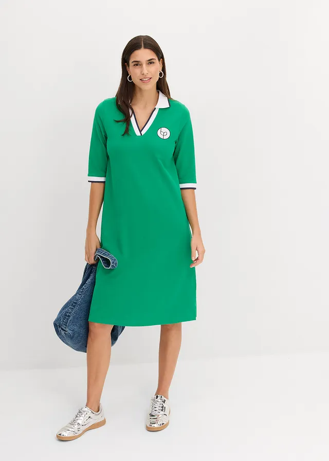Robe polo 100% coton, Couleur: vert aventurine