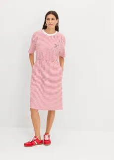 Jersey T-shirt jurk van puur katoen, Kleur: rood-wit gestreept