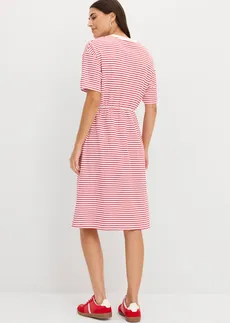 Jersey T-shirt jurk van puur katoen, Kleur: rood-wit gestreept