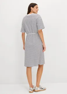 Rochie de jerse din bumbac 100% • bleumarin/alb dungat • magazin bonprix