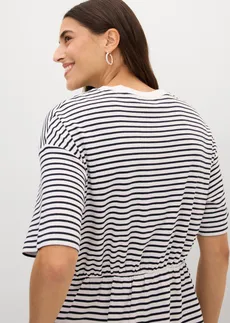 Robe en jersey 100% coton • bleu foncé/blanc rayé • Boutique bonprix