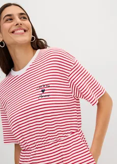 Robe en jersey 100% coton • rouge-blanc rayé • Boutique bonprix