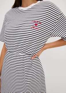 Robe en jersey 100% coton • bleu foncé/blanc rayé • Boutique bonprix