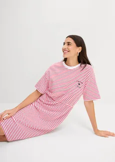 Robe en jersey 100% coton • rouge-blanc rayé • Boutique bonprix