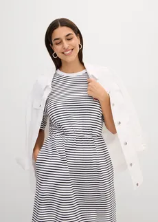 Robe en jersey 100% coton • bleu foncé/blanc rayé • Boutique bonprix