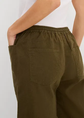 Bermuda met linnen • donkerolijfgroen • bonprix online shop