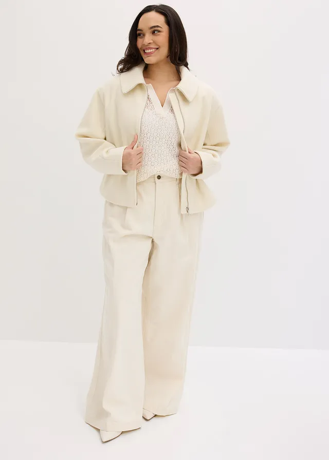 Veste oversize doublée, Couleur: écru