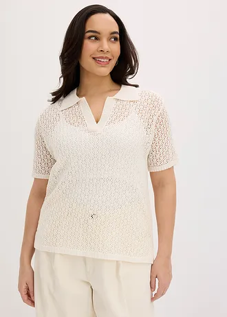 Ažurový svetr, barva: přírodní bílá
