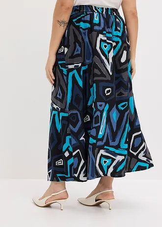 Maxi rok van soepele viscose, Kleur: zwart/blauw