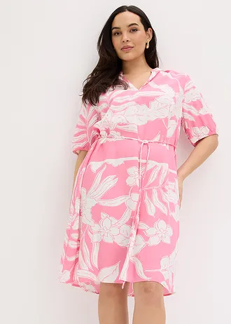 Rochie tip tunică din viscoză fluidă, culoare: pink floral