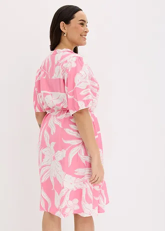 Rochie tip tunică din viscoză fluidă, culoare: pink floral