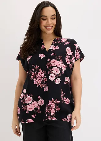 Tuniek van viscose, Kleur: zwart-lichtroze-lichtroze