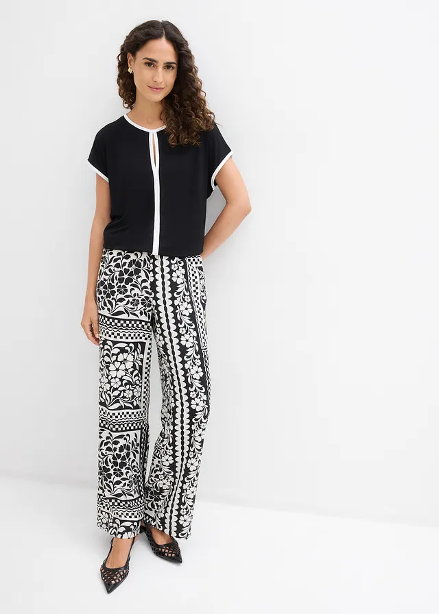 Shirt met paspels zwart