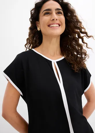 T-shirt avec passepoil • noir-écru • Boutique bonprix