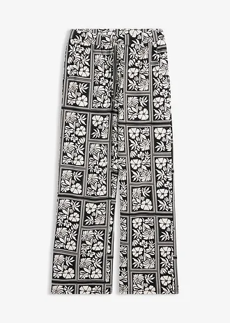 Jersey broek van Punto di Roma, Kleur: zwart-wolwit gedessineerd