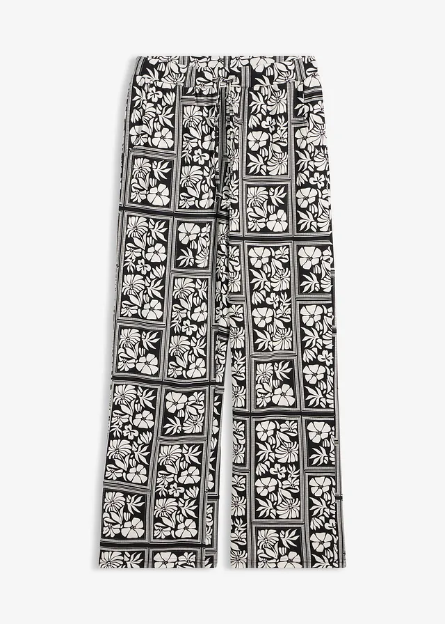 Jersey broek van Punto di Roma • zwart-wolwit gedessineerd • bonprix online shop