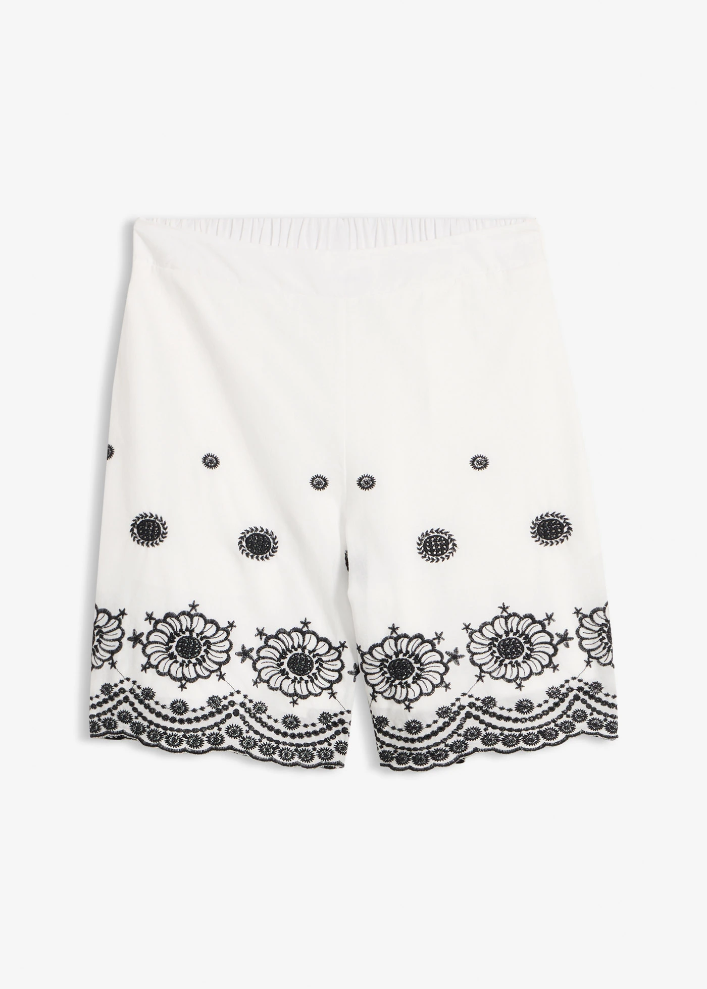 Short en twill avec dentelle ajourée • écru-noir • Boutique bonprix