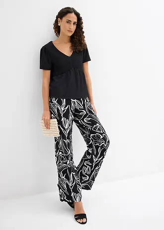 T-shirt en crêpe texturé • noir • Boutique bonprix