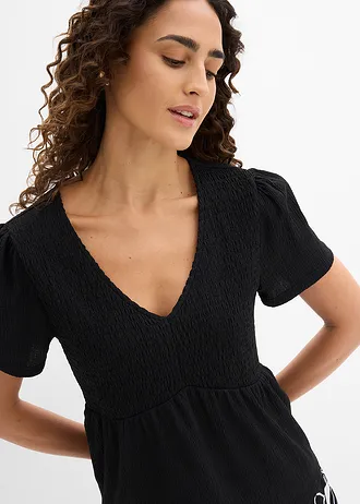 Shirt van gestructureerde crêpe • zwart • bonprix online shop