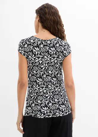 T-shirt en viscose extensible • noir-écru graphique • Boutique bonprix