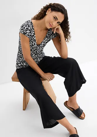 T-shirt en viscose extensible • noir-écru graphique • Boutique bonprix