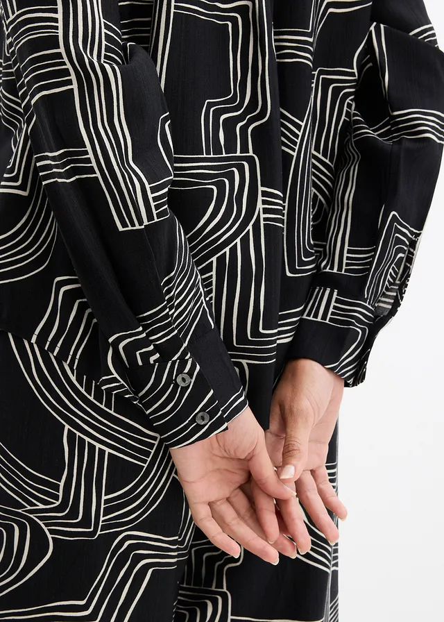 Chemisier en viscose majoritaire • blanc nacré-noir graphique • product-page.page-title-suffix