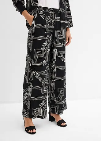 Pantalon large à pinces • blanc nacré-noir graphique • Boutique bonprix