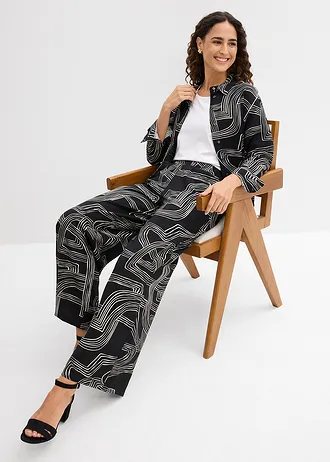 Marlene Dietrich broek in een viscosemix • parelwit-zwart grafische print • bonprix online shop