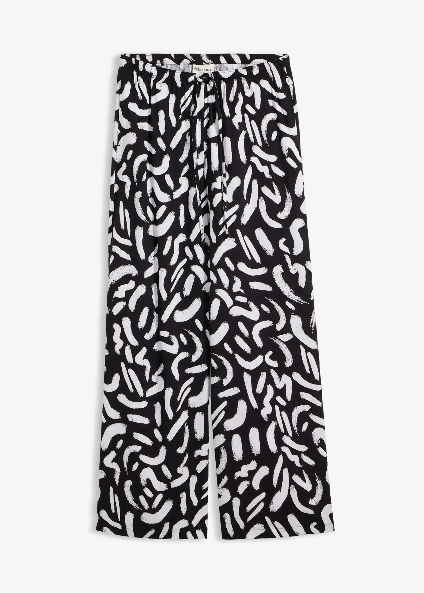 Broek van soepele viscose met print • zwart/wit • bonprix online shop