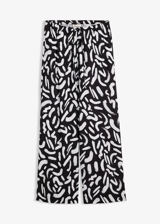 Broek van soepele viscose met print • zwart/wit • bonprix online shop