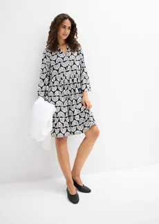 Robe-tunique en viscose fluide • écru/noir graphique • Boutique bonprix