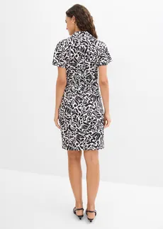 Mini jurk met een diep decolleté • parelwit-zwart gebloemd • bonprix online shop