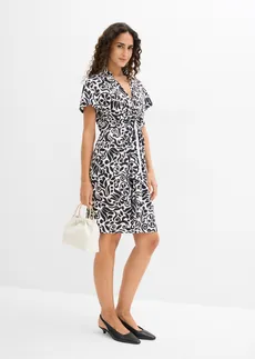 Robe courte près du corps • blanc nacré-noir floral • Boutique bonprix