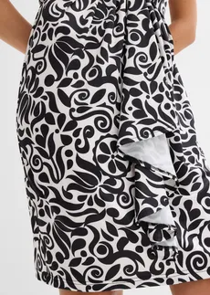 Mini jurk met een diep decolleté • parelwit-zwart gebloemd • bonprix online shop