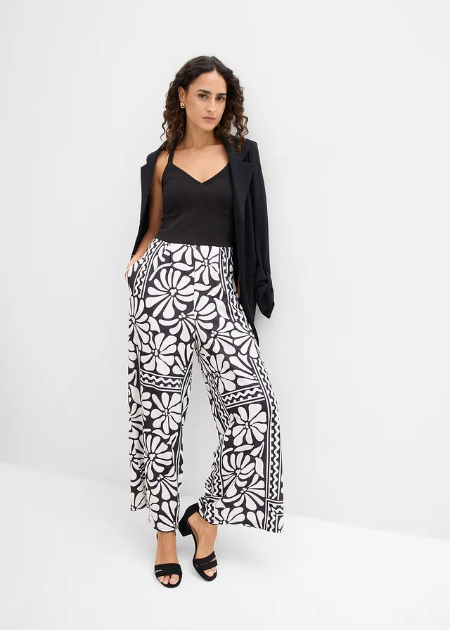 Jersey jumpsuit, Kleur: zwart met print