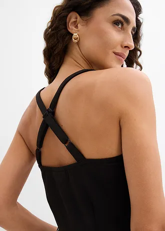 Salopetă din jerse • negru cu imprimeu • magazin bonprix