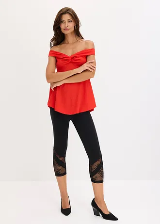 Haut épaules dénudées en crêpe texturé • fraise • Boutique bonprix